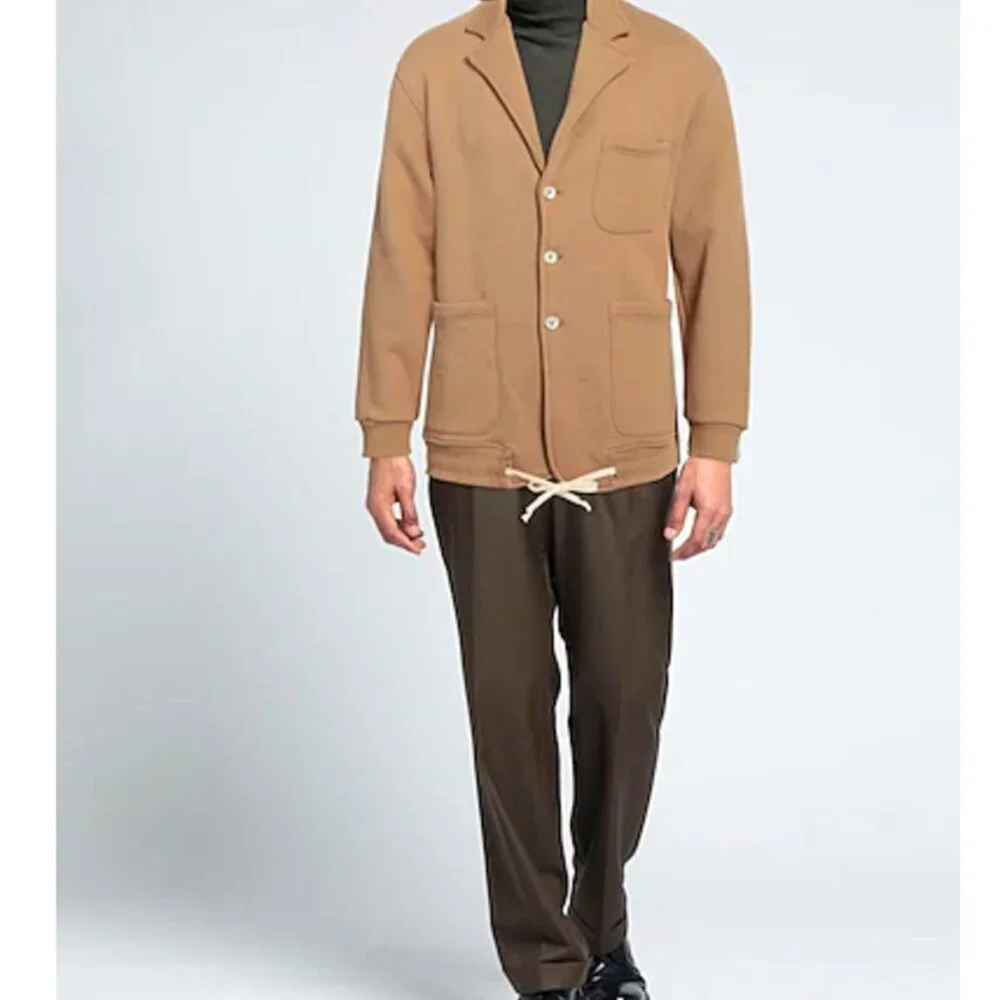LC23 Handmade in Puglia Italy Camel Fleece Casual Blazer NWT Sz Large